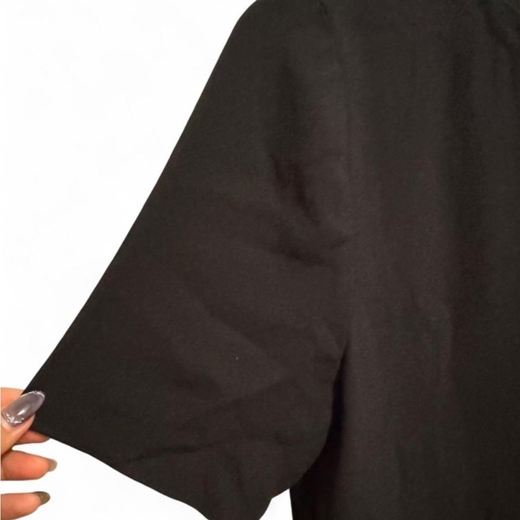 Eileen Fisher Bateau Neck Knee Length Dress Black Silk Crepe XS tall petite - Picture 4 of 6